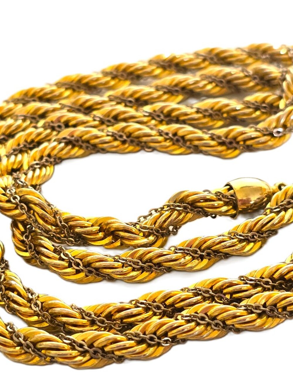 True Vintage HEAVY THICK gold plate Rope Chain Necklace  25" inches